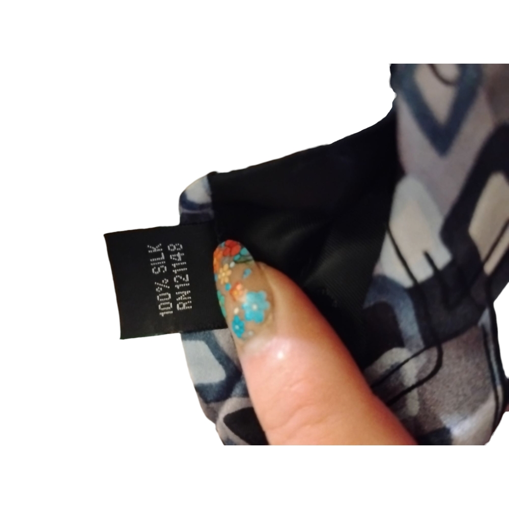 Geometric Patterned Tie - Black, Gray, White - Picture 6 of 6